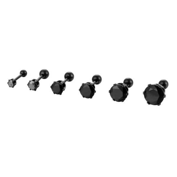 Krystall stud piercing øredobber svart 3mm