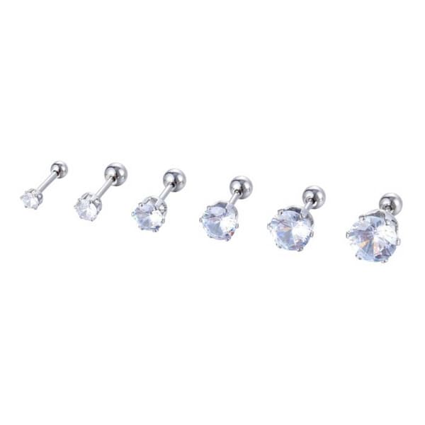 Crystal Stud Piercing korvakoru hopea