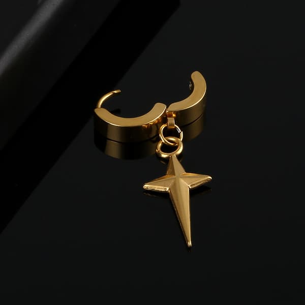 Piercing Örhänge Tjock Ring med Stjärna Guld