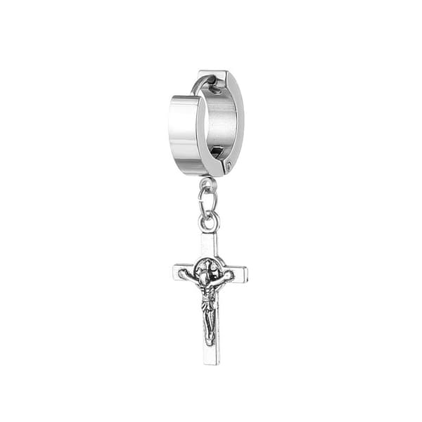 Piercing ørering tykk ring med Jesus på korssølv