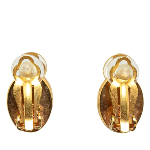 Pre-owned Chanel Gold Plated CC Clip On Earrings Gold