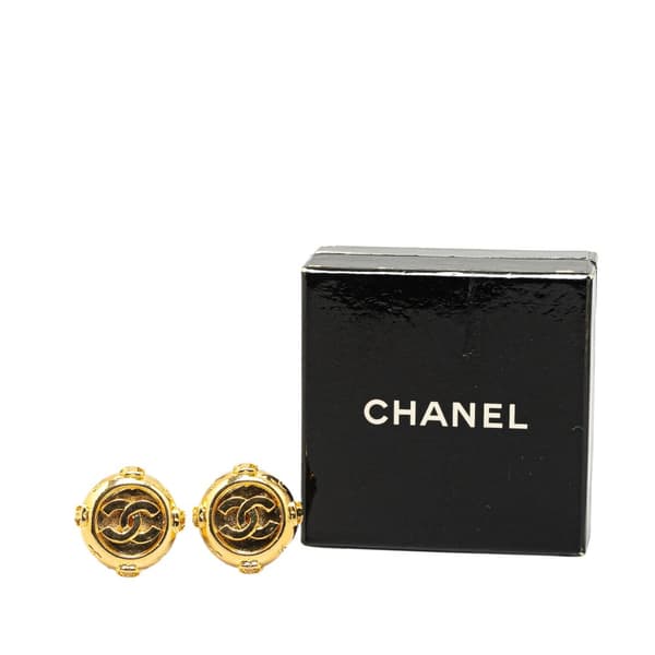 Pre-owned Chanel Gold Plated CC Clip On Earrings Gold
