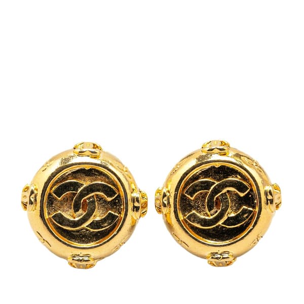 Pre-owned Chanel Gold Plated CC Clip On Earrings Gold