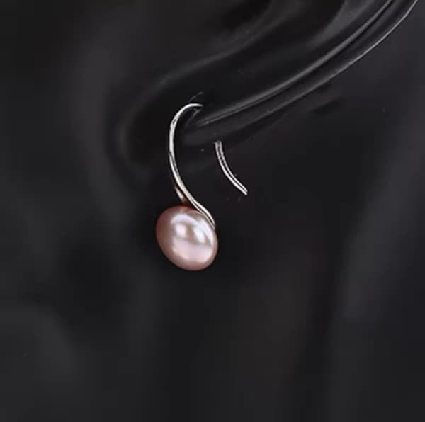 Klassiska Silver Örhängen med Ljus Rosa Pärla / Pärlörhängen