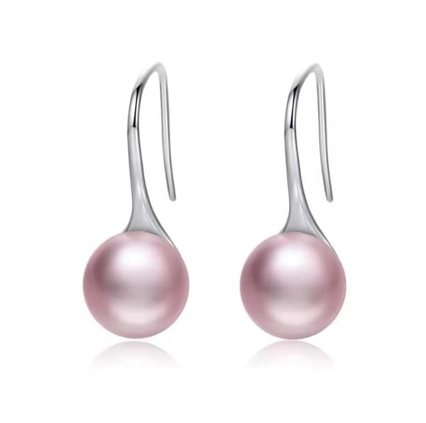 Klassiska Silver Örhängen med Ljus Rosa Pärla / Pärlörhängen
