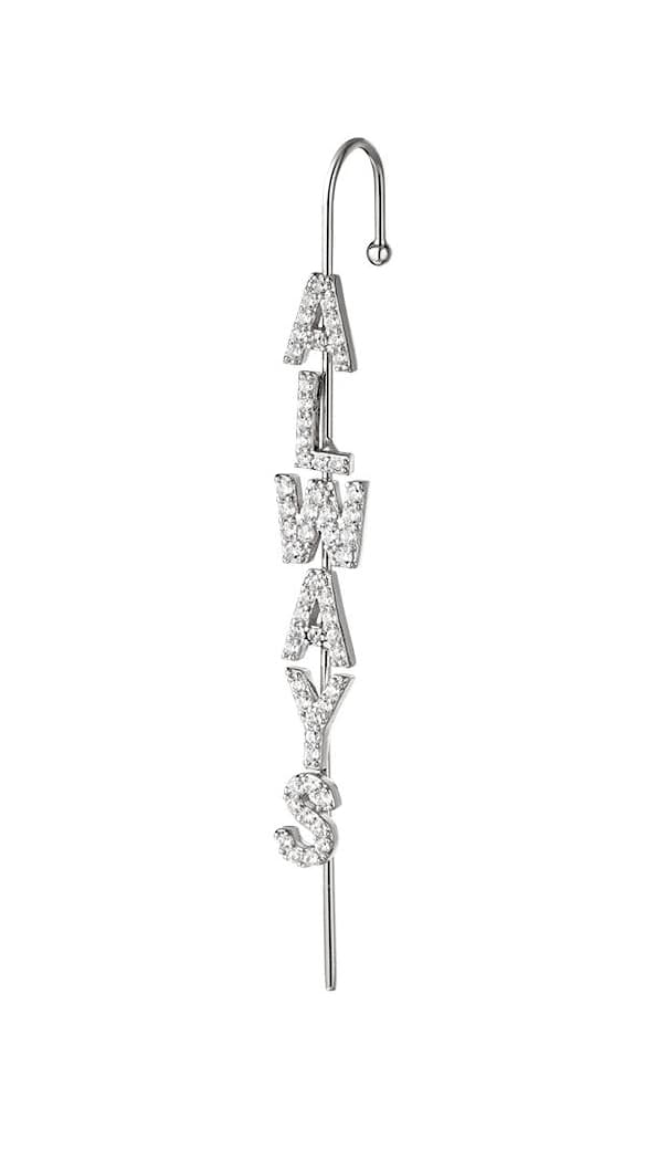 1 st Guldpläterat Örhänge / Ear Crawler med Zircon / Strass - Always - Silver