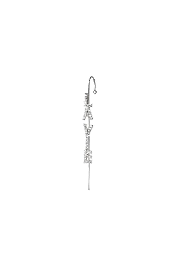 1 st Guldpläterat Örhänge / Ear Crawler med Zircon / Strass - La Vie (Livet) - Silver