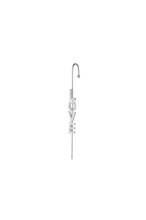 1 st Guldpläterat Örhänge / Ear Crawler med Zircon / Strass - Love - Silver