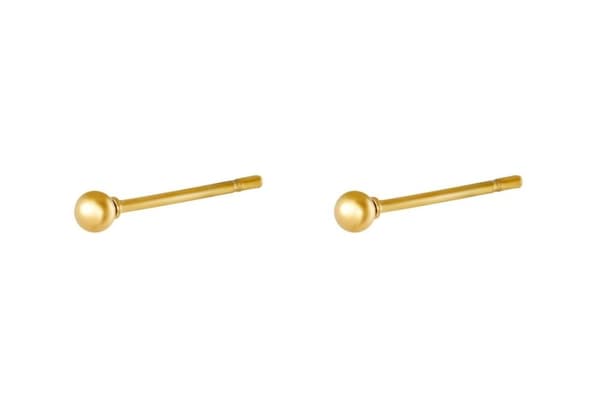 Små Guld Stud Örhängen i Rostfritt Stål - Klassiska Blanka Kulor/Pärlor - 2,5 mm