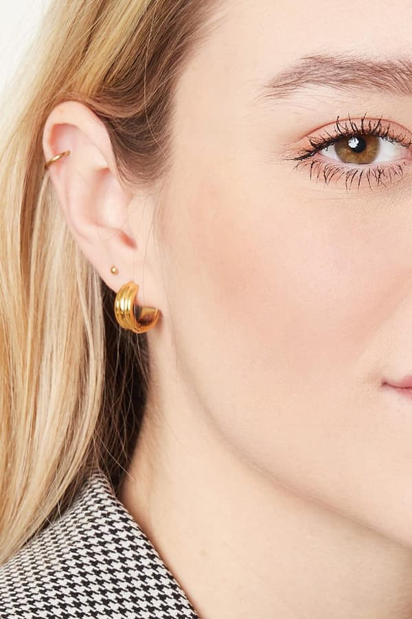 Små Guld Stud Örhängen i Rostfritt Stål - Klassiska Blanka Kulor/Pärlor - 3 mm