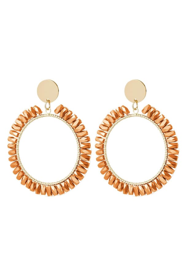 Eleganta Örhängen i Guld Färg med Orange Kristall Detaljer