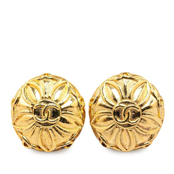 Pre-owned Chanel Gold Plated CC Clip On Earrings Gold