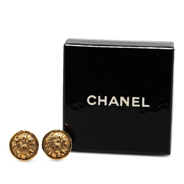 Pre-owned Chanel Gold Plated Logo Clip On Earrings Gold