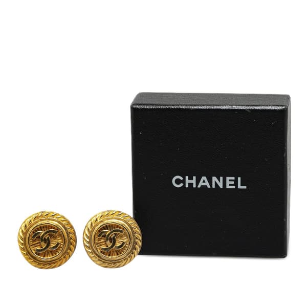 Pre-owned Chanel Gold Plated CC Clip On Earrings Gold