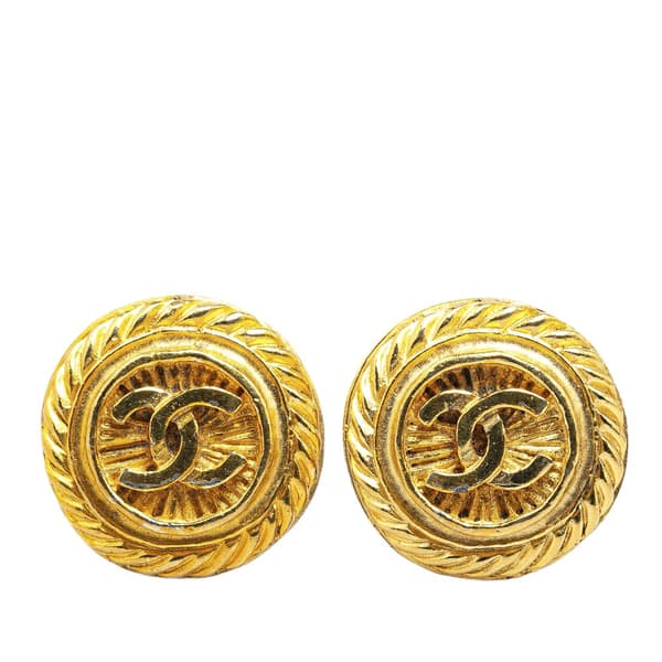 Pre-owned Chanel Gold Plated CC Clip On Earrings Gold