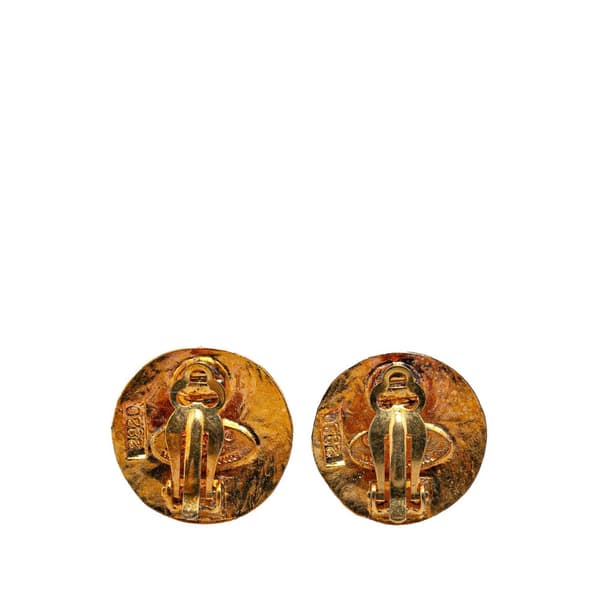 Pre-owned Chanel Gold Plated CC Round Clip On Earrings Gold