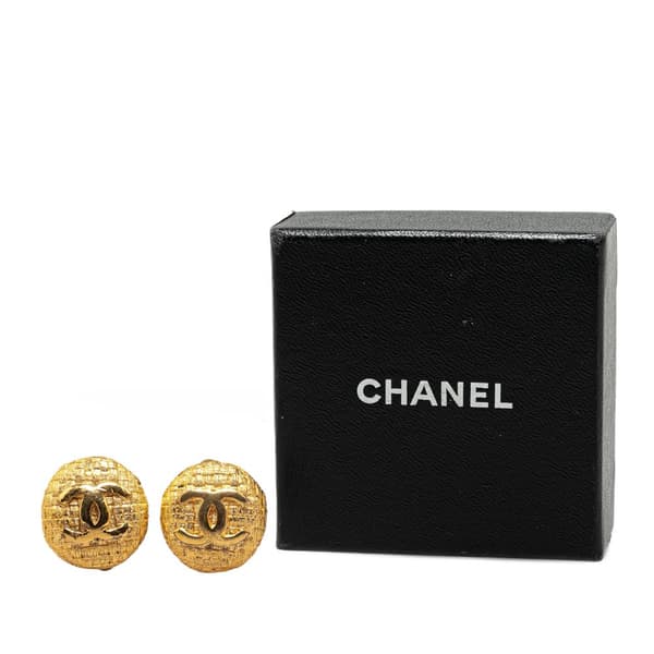 Pre-owned Chanel Gold Plated CC Clip-On Earrings Gold