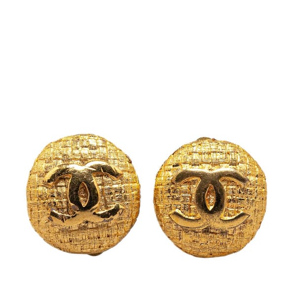 Pre-owned Chanel Gold Plated CC Clip-On Earrings Gold