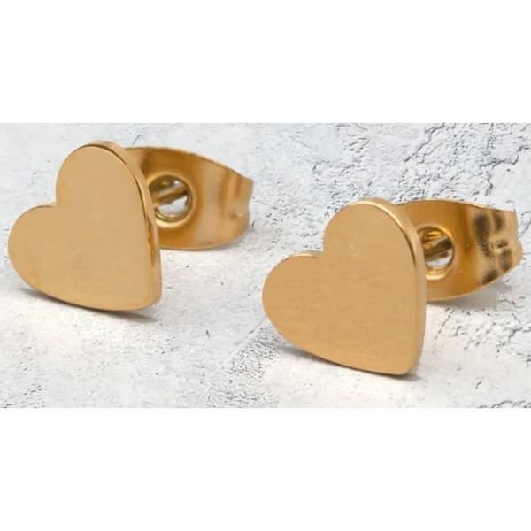 Örhängen - Suck UK - Hjärta - Rostfritt stål - Guld - 0,7 x 1 cm