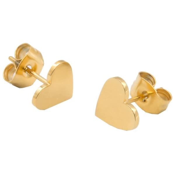 Örhängen - Suck UK - Hjärta - Rostfritt stål - Guld - 0,7 x 1 cm