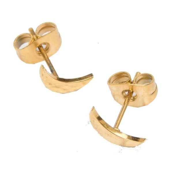 Örhängen - Suck UK - Måne - Rostfritt stål - Guld - 0,7 x 1 cm