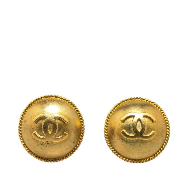 Pre-owned Chanel Gold Plated CC Clip On Earrings Gold