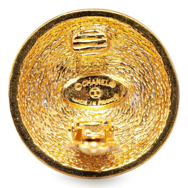 Pre-owned Chanel Gold Plated CC Quilted Clip On Earrings Gold