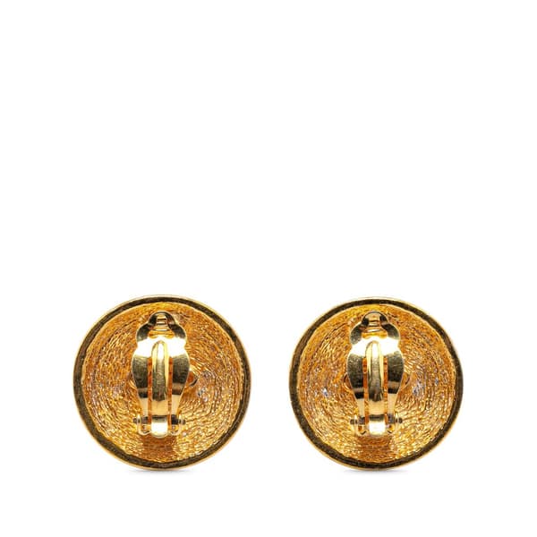 Pre-owned Chanel Gold Plated CC Quilted Clip On Earrings Gold