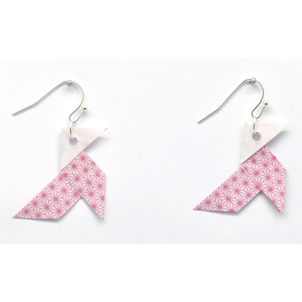 Origami Cocotte Rosa pappersörhängen - The cocotte