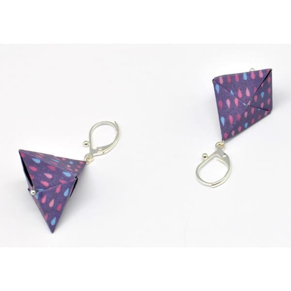 Pappersörhängen Origami Triangle Lila Dropp