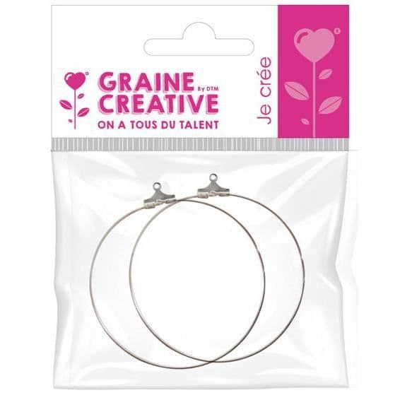 PÅSE MED 2 SILVERFÄRG CREOLES DIAM 50MM {färg}