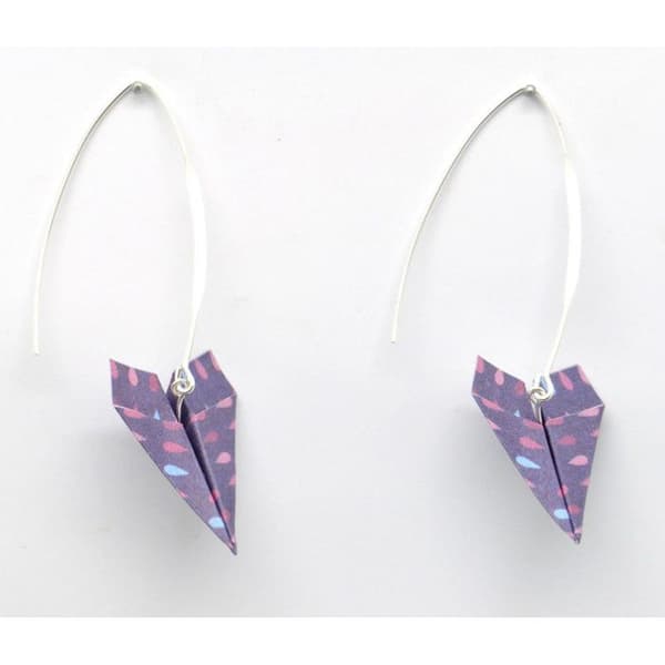 Origami Paper Airplane Lila Drop Örhängen - The cocotte