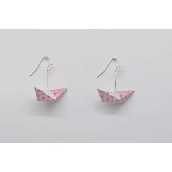 Örhängen - The Cocotte - Origami Båt - Metall Silverfärgad - Rosa - Unisex