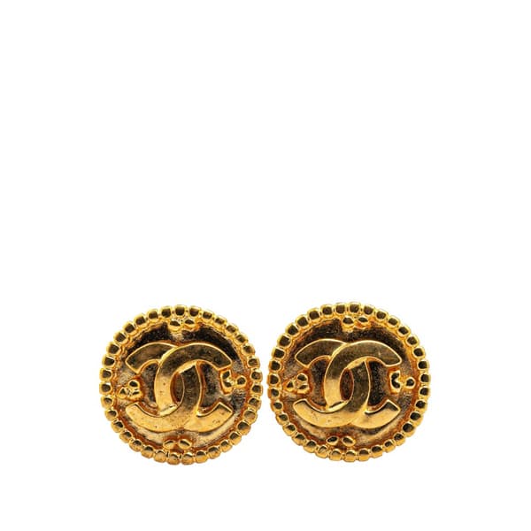 Pre-owned Chanel Gold Plated CC Clip On Earrings Gold