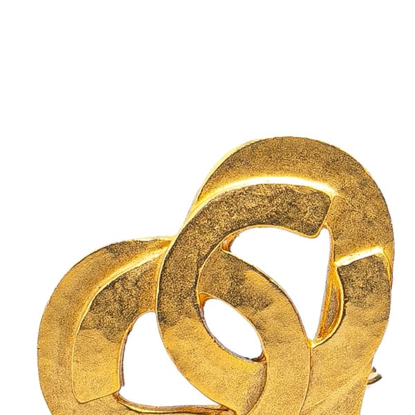 Pre-owned Chanel Gold Plated CC Heart Clip On Earrings Gold