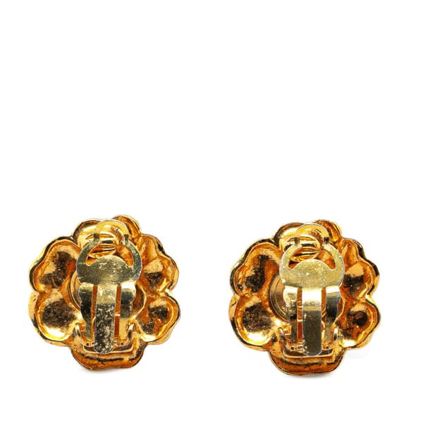 Pre-owned Chanel Gold Plated Camellia Clip on Earrings Gold