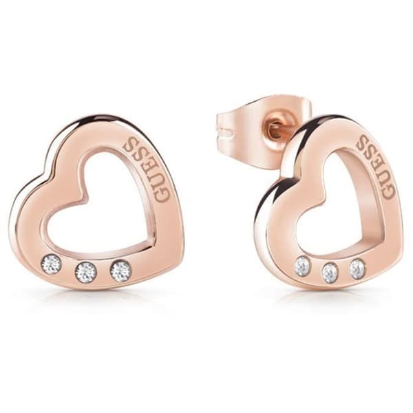 Örhängen - GUESS JEWELLERY - HJÄRTKEDJA - Rostfritt stål - Zirkon - Rosa