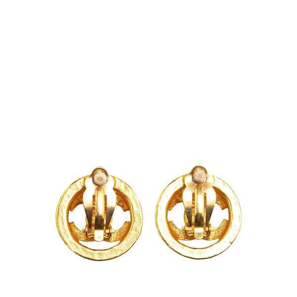 Pre-owned Chanel Gold Plated CC Clip On Earrings Gold