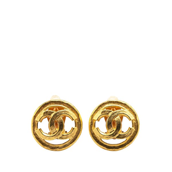 Pre-owned Chanel Gold Plated CC Clip On Earrings Gold