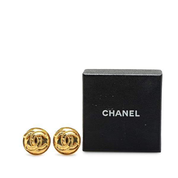 Pre-owned Chanel Gold Plated CC Clip On Earrings Gold