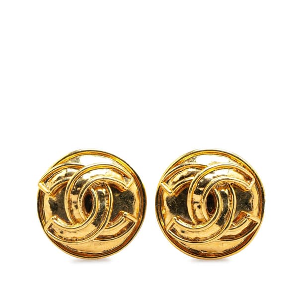 Pre-owned Chanel Gold Plated CC Clip On Earrings Gold