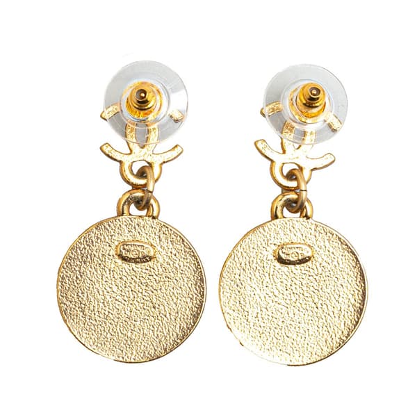 Pre-owned Chanel Gold Plated Mini Nico Swing American Star Push Back Earrings Gold