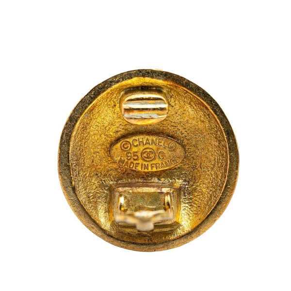 Pre-owned Chanel Gold Plated CC Round Clip on Earrings Gold