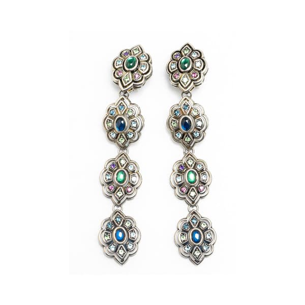 Pre-owned Gucci Crystal and Palladium Plated Drop Clip-On Earrings Silver