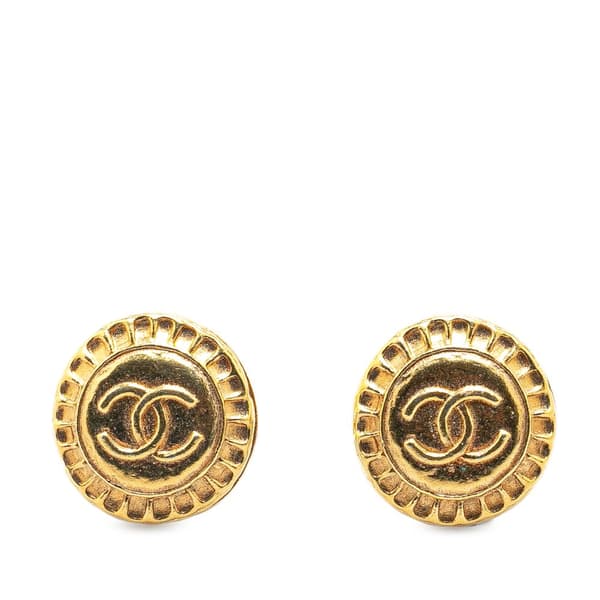Pre-owned Chanel Gold Plated CC Clip On Earrings Gold