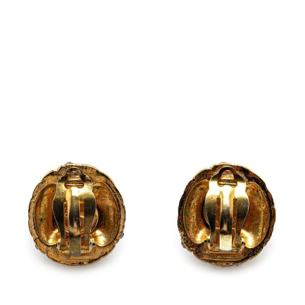 Pre-owned Chanel Gold-Plated Rhinestones Clip-On Earrings Gold