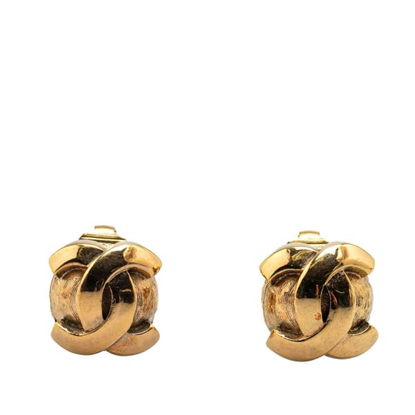 Pre-owned Chanel Gold Plated CC Clip On Earrings Gold