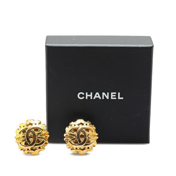 Pre-owned Chanel Gold Plated CC Clip On Earrings Gold