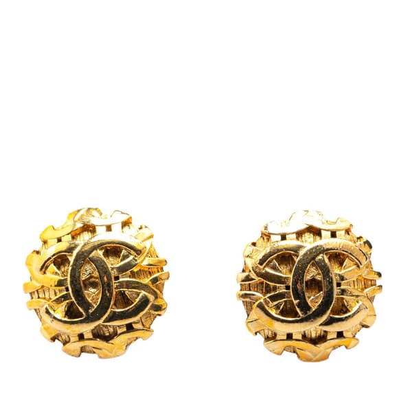 Pre-owned Chanel Gold Plated CC Clip On Earrings Gold