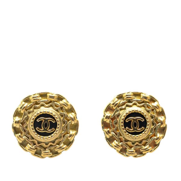 Pre-owned Chanel Gold Plated CC Clip On Earrings Gold